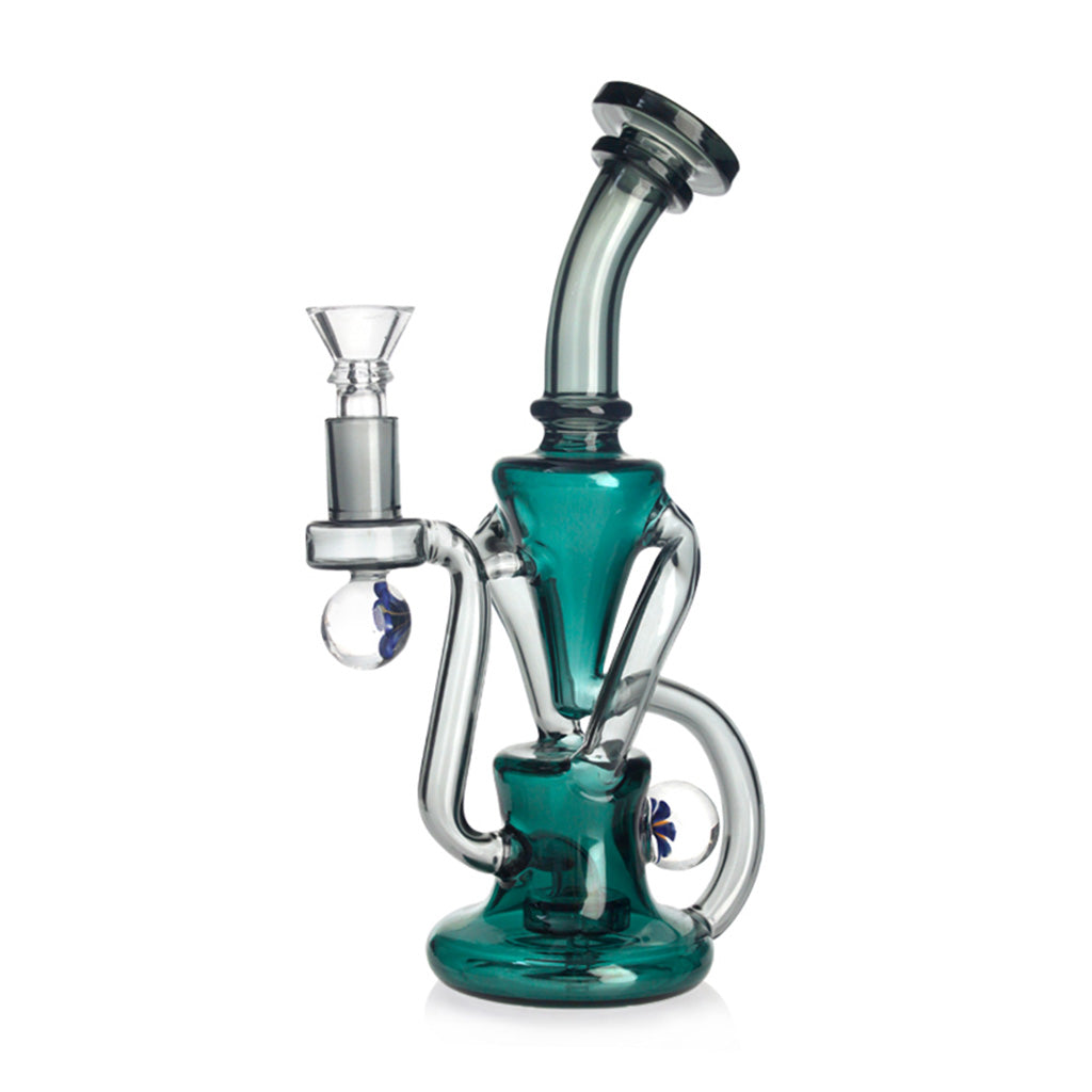 Honeybee Herb Green Glass Whirlpool Recycler Rig