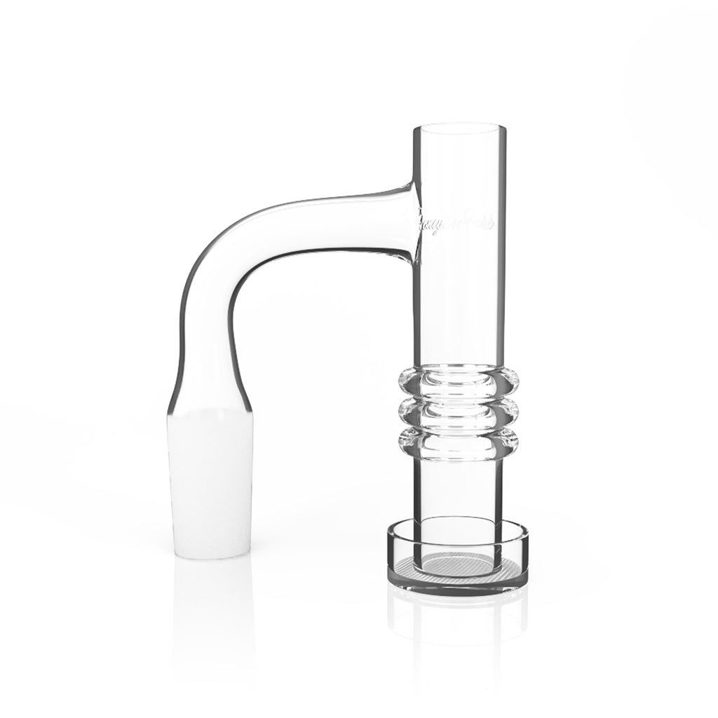 Clear Honeysuckle Triple Ring 14mm Male With 90° Black-Line Quartz Banger Available At Honeybee Herb