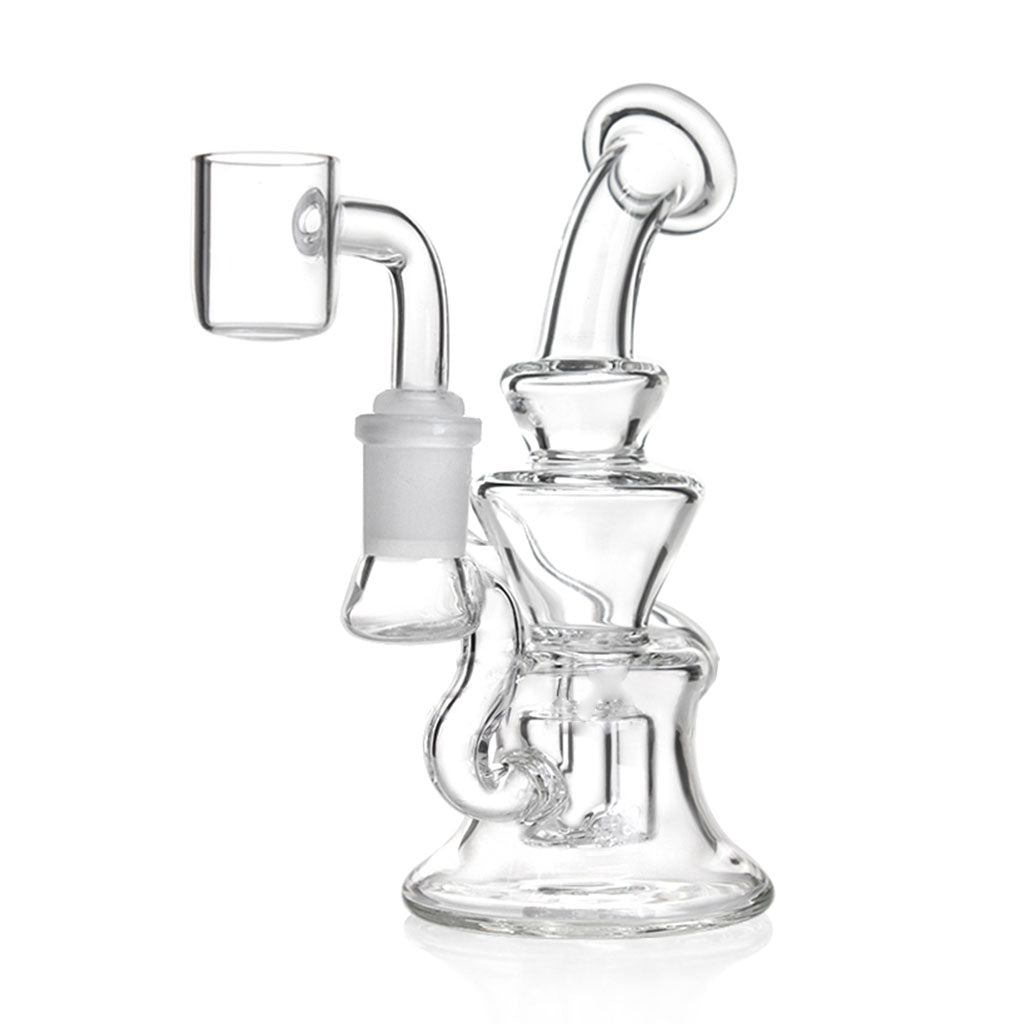 Honeybee Herb Mini Recycler Clear Dab Rig Angle View