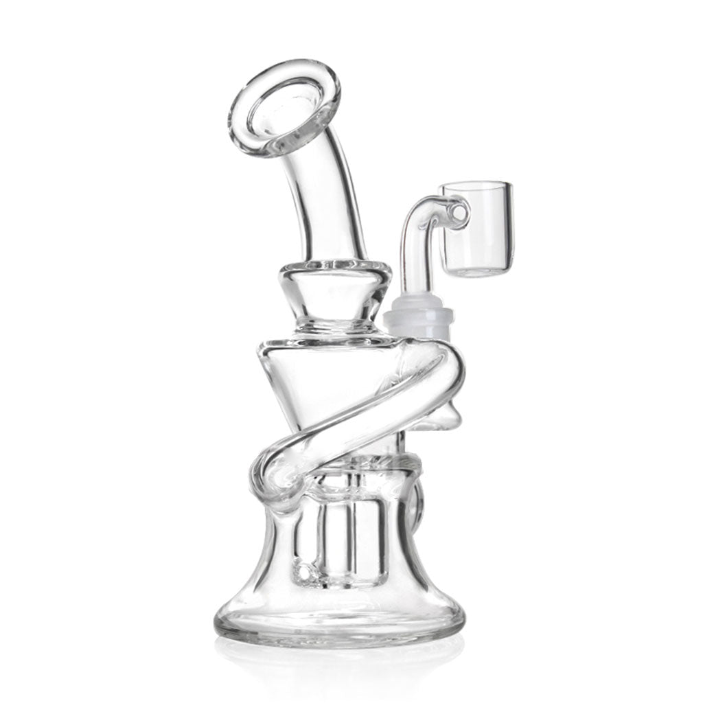 Honeybee Herb Mini Recycler Clear Dab Rig Mouthpiece View