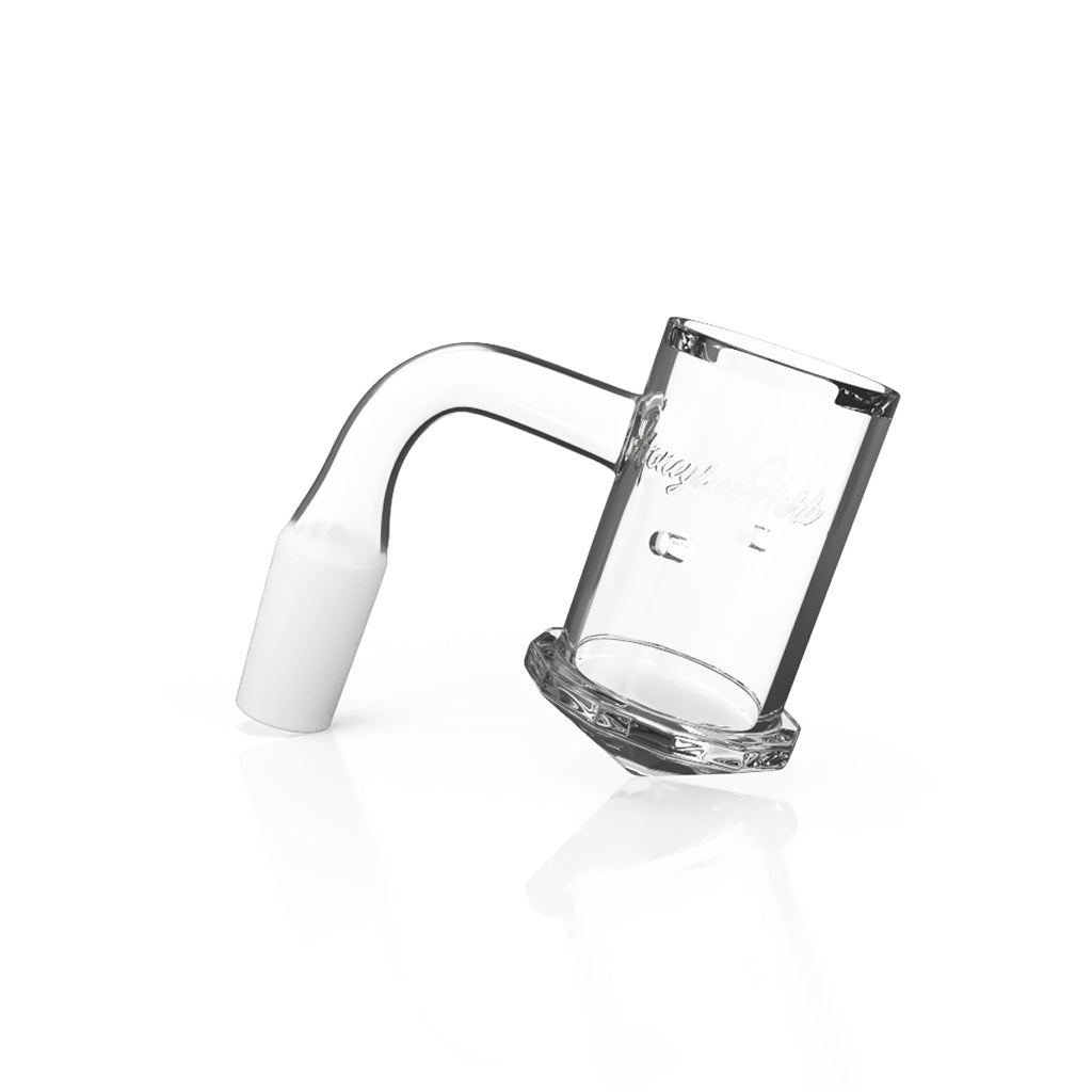 Clear Whirlwind Sundial 90° Black-Line Quartz Banger 14mm Male With Dual Airflow Slits