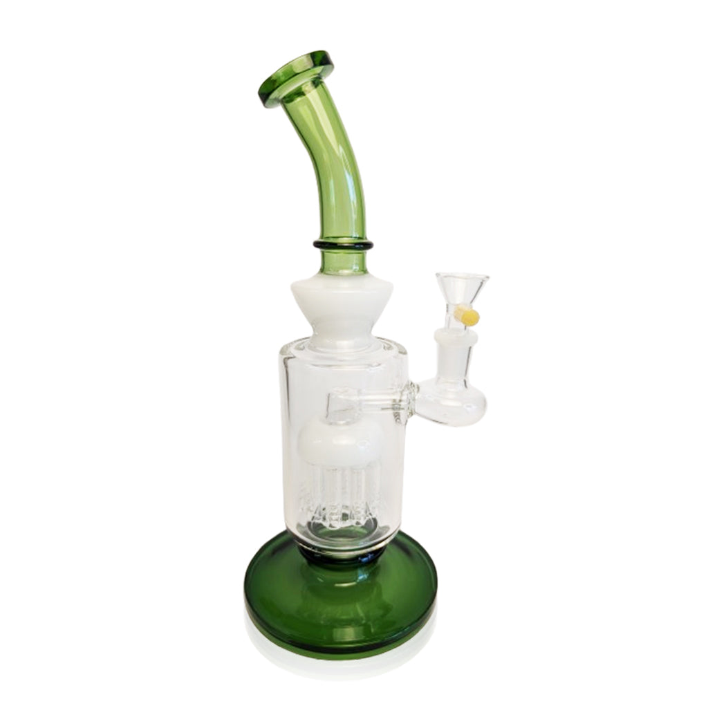 Honeybee Herb White Tree Perc Bent Neck Green Bong