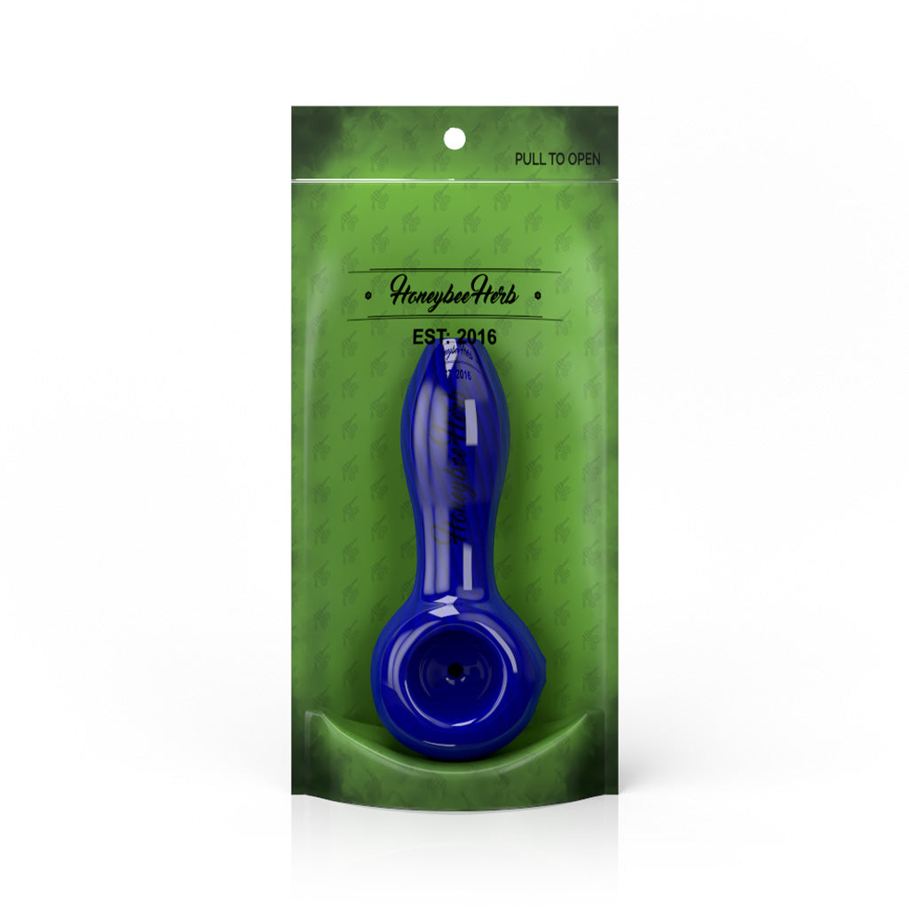 Blue Inside Out Linework Hand Pipe Spoon Packaging View By Honeybee Herb
