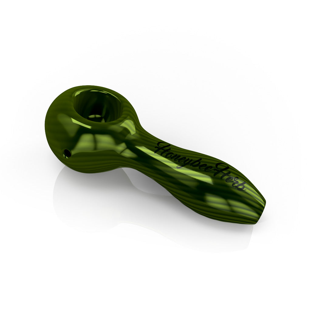 4-Inch Green Inside Out Linework Hand Pipe Spoon Product View By Honeybee Herb