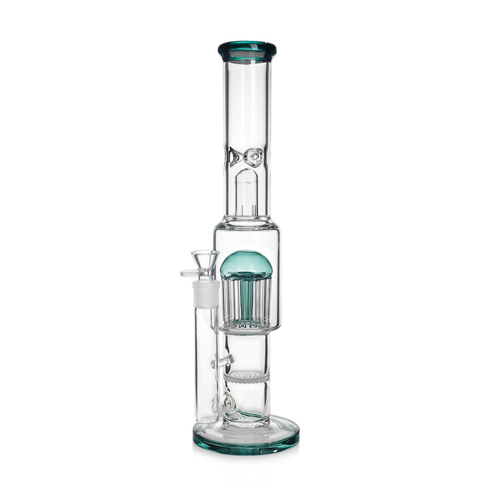 Buy Honeycomb & 12 Arm Tree Perc Bong in lake green – premium glass bong for smooth, powerful sessions.