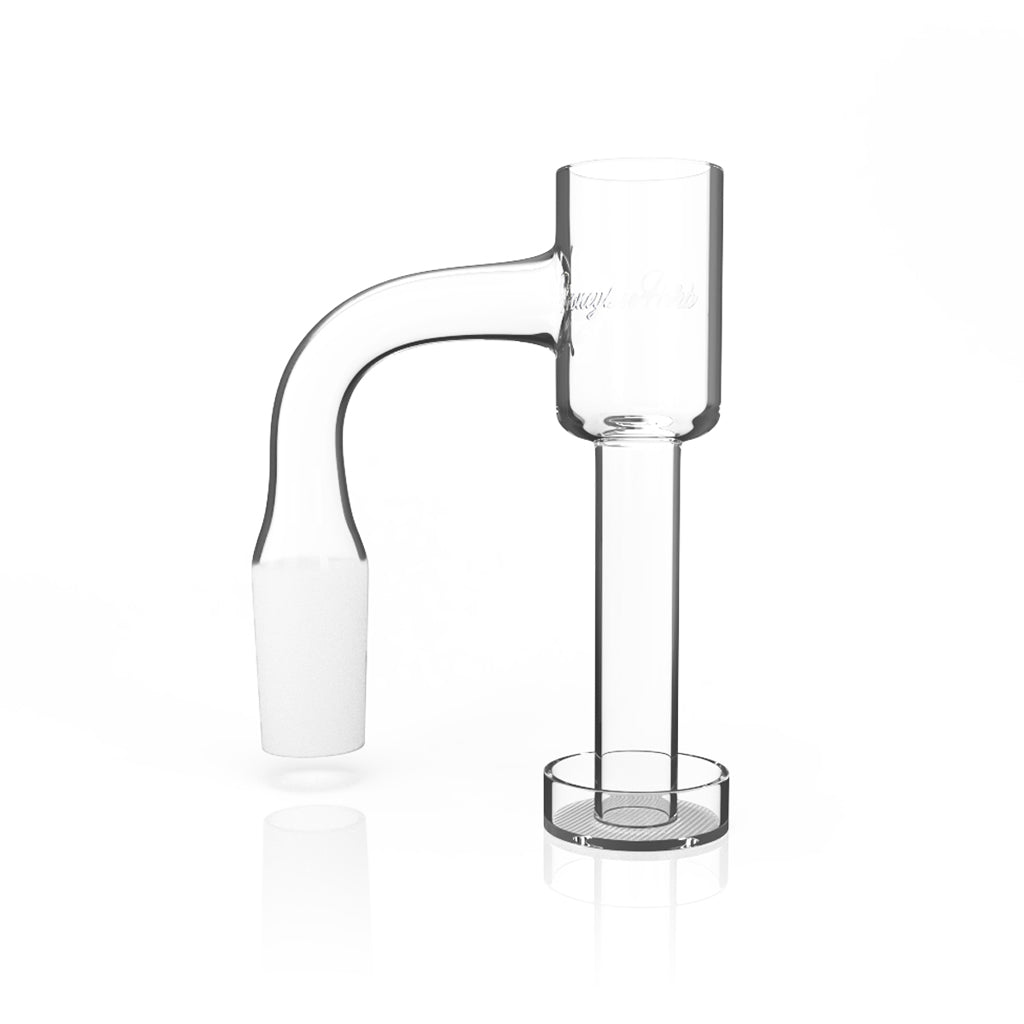 Clear Honeysuckle Waffle Quartz Banger 14mm Male With Black-Line 90° Joint 