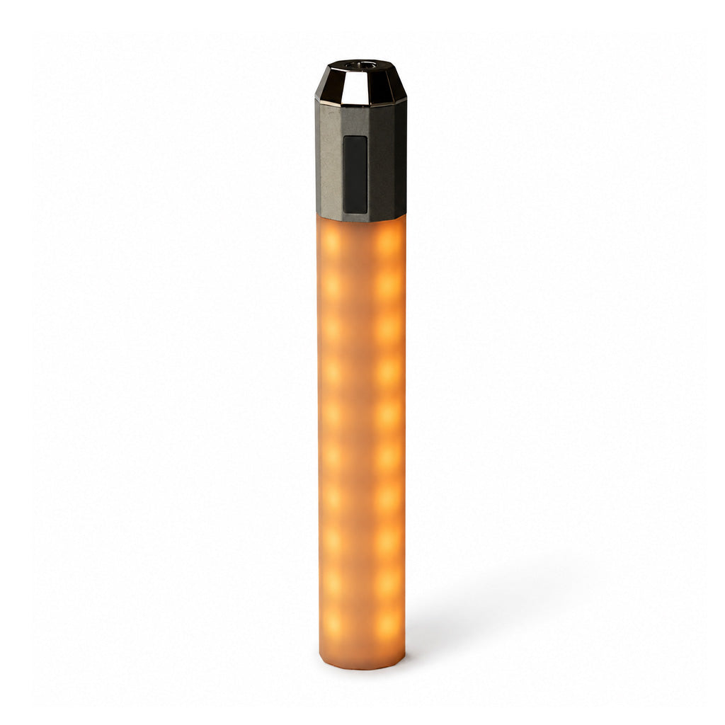 Litsaber OG interactive LED battery with colorful display lights against a neutral backdrop.