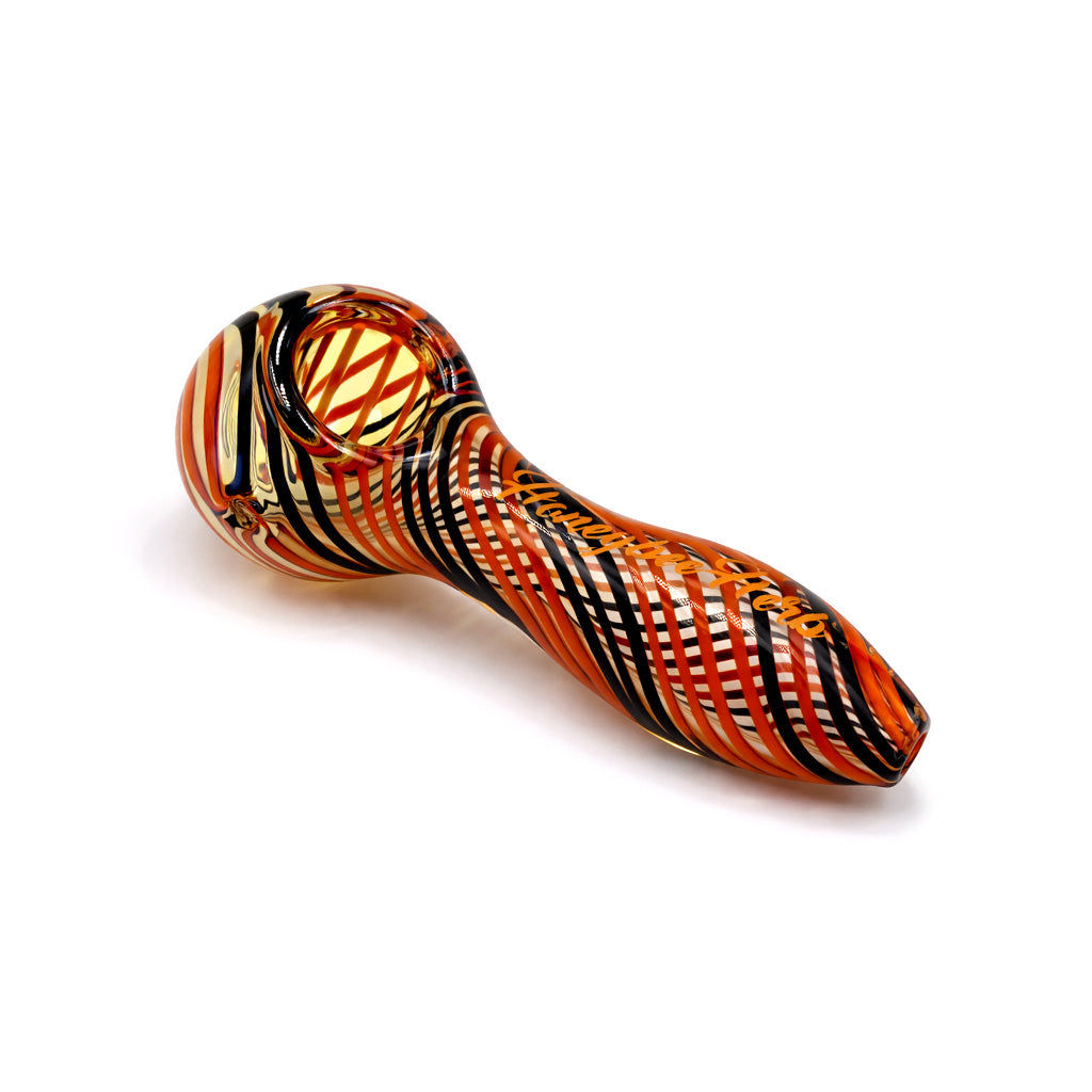 Orange inside out linework swirl glass hand pipe spoon for daily use