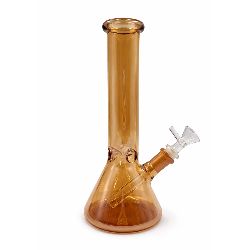 Champagne color shift beaker bong glass shown at a different angle