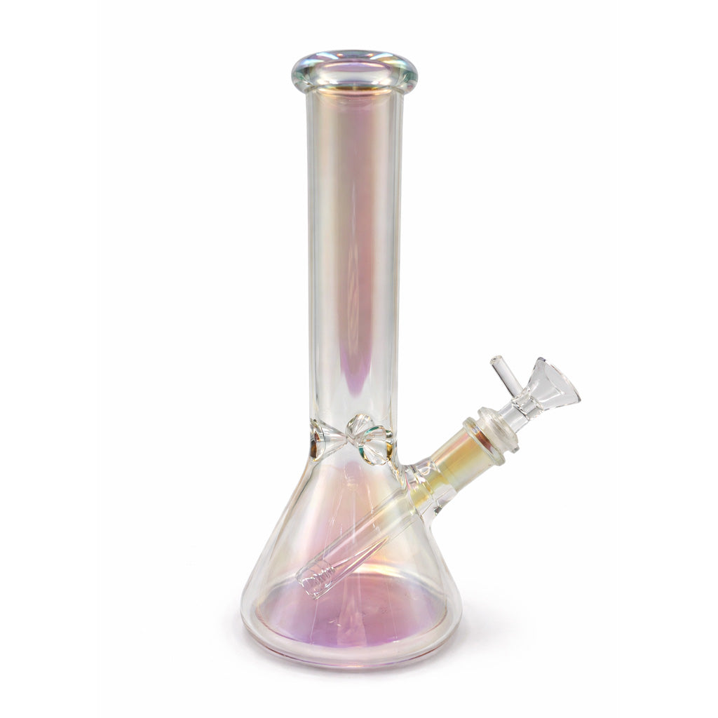 Rainbow iridescent color shift beaker bong glass with removable downstem
