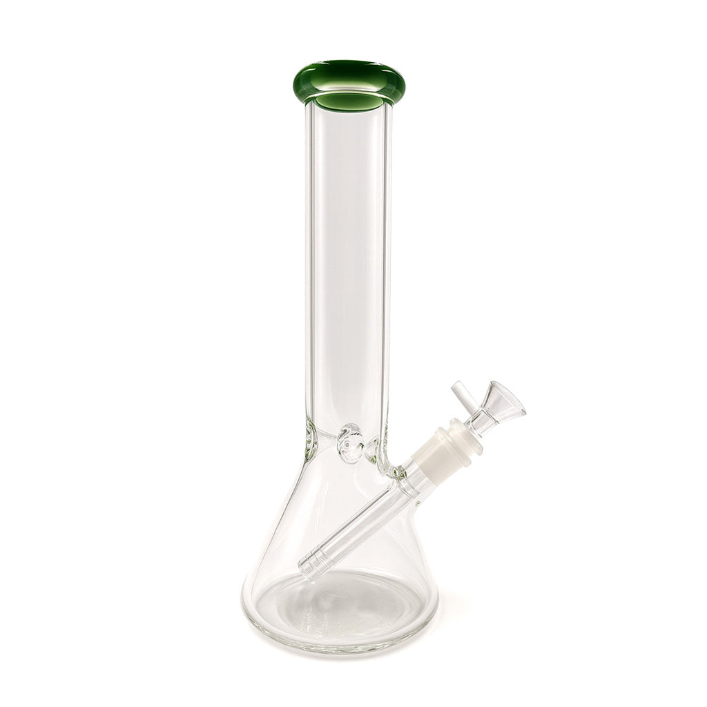 jade green a rim glass beaker bong water pipe with classic design and deep bowl, purchase at Honeybee Herb