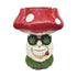 Jumbo mushroom ashtray 14 inch with red spotted cap and smiling face wearing leaf sunglasses.