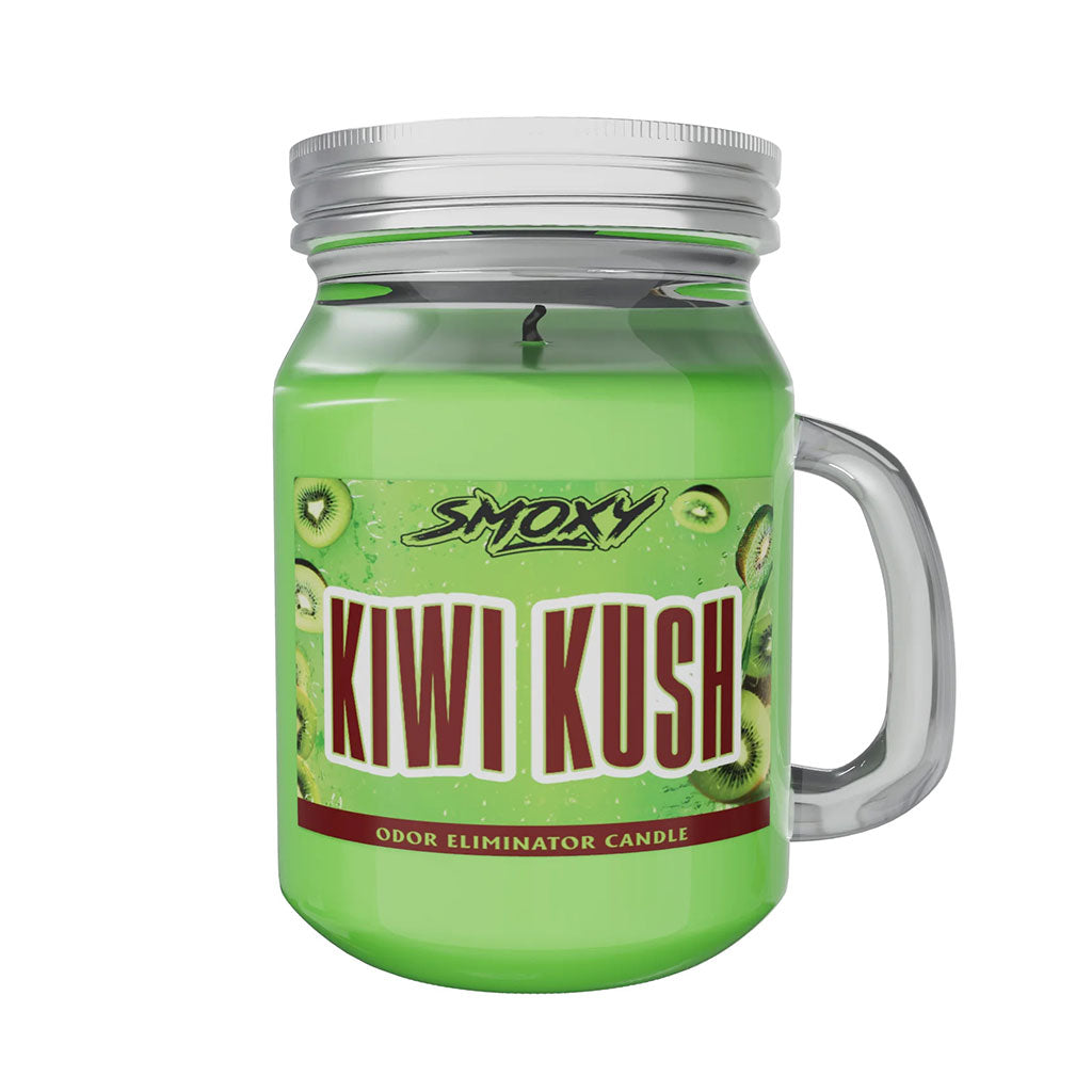 Mini Kiwi Kush candle designed to eliminate smoke and room odors naturally.