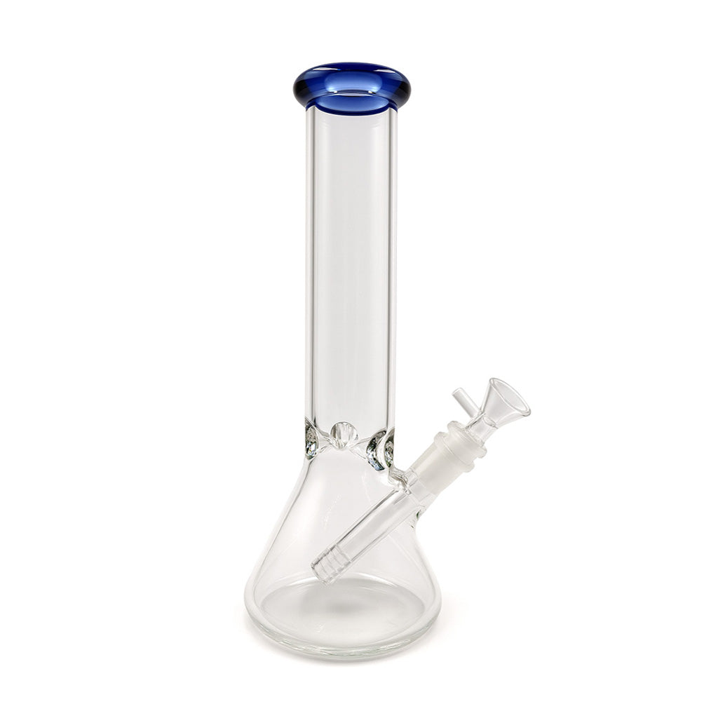 light blue rim beaker bong water pipe made of borosilicate glass for smooth hits, buy online Honeybee Herb