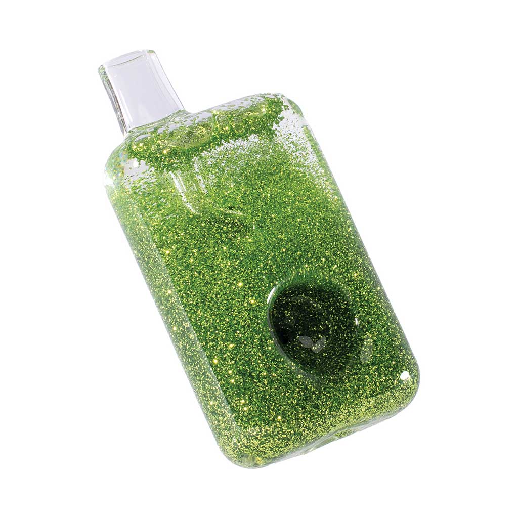 Freezable light green glycerin hand pipe with glitter for smoking