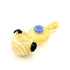 Buy Line Button Belly hand-blown glass spoon pipe in Yellow Spiral—thick glass, smooth draw, fast shipping from Honeybee Herb