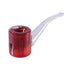 Front window box of red glittered glycerin Sherlock glass hand pipe (4.7")—ready to ship. 