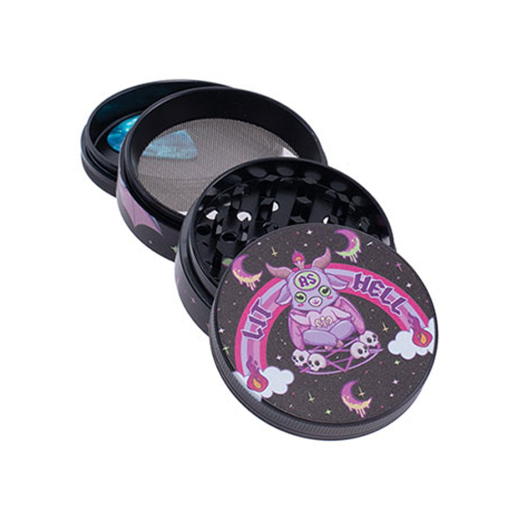 Lit As Hell 2.5-Inch Wacky Grinder 4-Parts View Available At Honeybee Herb