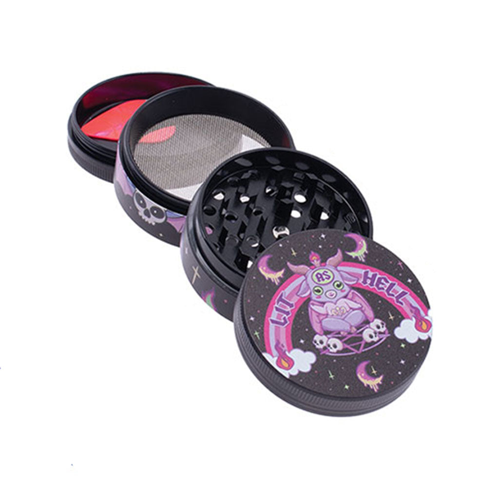 Lit As Hell 2-Inch Wacky Grinder 4-Parts View Available At Honeybee Herb 