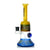 Lookah 10 inch Ganja Gears dab rig with yellow neck and blue base featuring gear graphics and smooth water filtration for concentrates