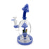 Angled side view of Lookah 10 inch mushroom design dab rig with blue mushroom mouthpiece, compact body, and stable base for smoother hits 