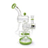 Front view of Lookah 12 inch multi chamber recycler dab rig in green with looped chambers and wide base for steady sessions