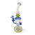 Angled side view of Lookah 13 inch color stack frosted dab rig with blue joint and bowl, frosted body, and wide base for steadier sessions