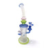 Front view of Lookah 13 inch color stack frosted dab rig with blue bowl and joint, stacked color accents, and crystal style perc detail inside the chamber