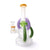 Angled front view of Lookah 13 inch frosted Tattoo dab rig with green and purple accents, stable base, and included bowl