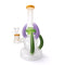 Angled front view of Lookah 13 inch frosted Tattoo dab rig with green and purple accents, stable base, and included bowl
