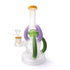 Angled front view of Lookah 13 inch frosted Tattoo dab rig with green and purple accents, stable base, and included bowl