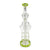 Front view of Lookah 15 inch recycler dab rig with coil percolator and green accents built for smooth filtration and concentrate use