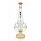 Angled view of Lookah double barrel recycler UFO rig in gold highlighting the tall cone neck, double side chambers, and stable round base 