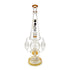 Lookah 15 inch double barrel recycler UFO rig with gold trim and bowl attached, designed to add filtration and smoother pulls to your setup 