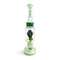 Angled side view of Lookah 15 inch sculpted head glass dab rig showing the bowl joint, character head detail, and wide stable base 