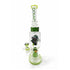 Front view of Lookah 15 inch sculpted head glass dab rig with green base accents and sculpted head centerpiece inside the chamber