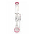 Lookah 20 Inch Quad Honeycomb Perc Recycler Rig side view in pink showing the bowl, stacked chamber sections, and tall recycler glass profile for online shoppers
