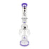 Lookah 20 Inch Quad Honeycomb Perc Recycler Rig front view in purple with clear glass body, tall straight neck, and twin angled honeycomb perc arms available online