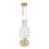 Back view of Lookah 20 inch triple honeycomb chamber multi perc glass bong with gold mouthpiece and base designed for smoother diffusion 