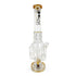 Front view of Lookah 20 inch multi perc glass bong with triple honeycomb chambers and gold accents featuring a tall tube and stable base