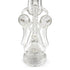 Close up of Lookah 24 inch clear coil tube sprinkler perc bong showing the dual side chambers and lower diffusion section for smoother pulls