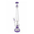 Side view of Lookah 24 inch purple coil tube sprinkler perc bong with bowl attached showing the downstem area and tall tube design for smooth pulls 