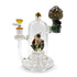 Lookah 8 inch mini cute clown mushroom glass rig blue variant angle view with clear body, artisan mushroom artwork, and compact glass rig styling