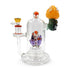 Yellow Lookah mini cute clown mushroom glass rig side view showing matching bowl, worked mushroom head, and decorative inner mushroom detail for sale online 