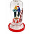 Close-up of the red Lookah BIIGO mushroom perc showing colorful worked mushroom glass and red spike detail inside the clear chamber
