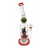 Red Lookah BIIGO straight dab rig rear angle view showing clear bowl, tall chamber, green accent sphere, and worked mushroom perc for online purchase 