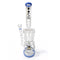 Back view of Lookah Platinum 15 inch multi perc glass bong showing the tall neck, blue base, and internal filtration for cooler pulls