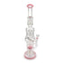 Lookah Platinum pink donut recycler rig with dual side chambers and central spiral perc built to add diffusion and cooler, cleaner pulls 