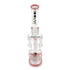 Lookah Platinum Princess Pink Recycler Dab Rig rear view with clear recycler chambers, straight tube design, and pink trim at Honeybee Herb