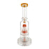 Front view of Lookah Small Galaxy showerhead perc rig in yellow orange with galaxy style perc chamber for smooth filtration 